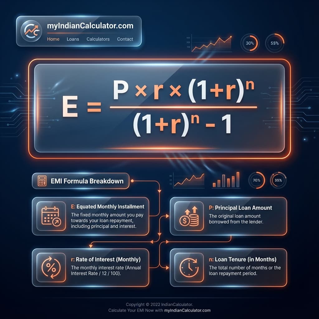 Home Loan EMI Calculator Mathematical Formula and Calculation Logic - Official India Standards