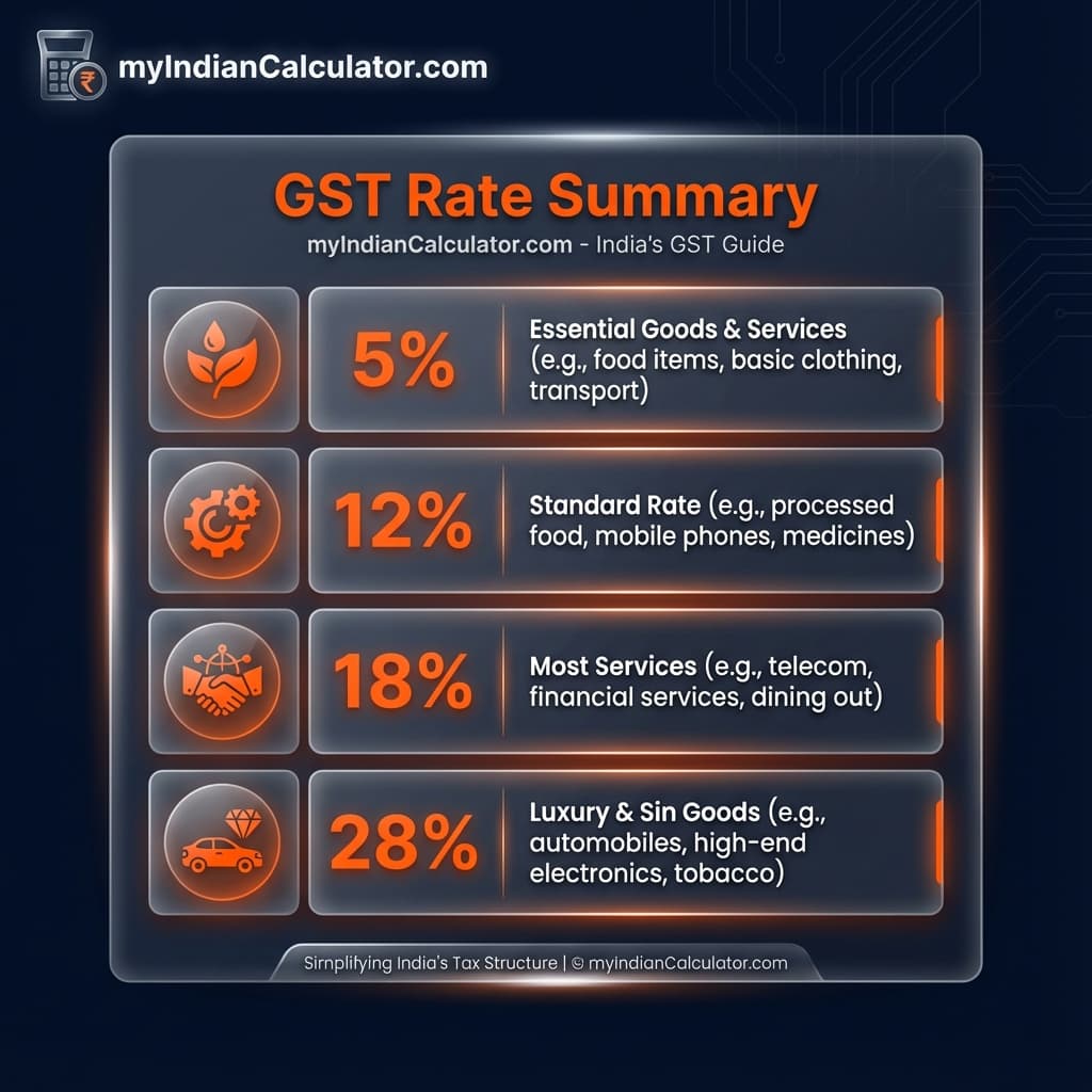 GST Calculator Rate Chart, Slabs, and Comparison Data for Indian Users