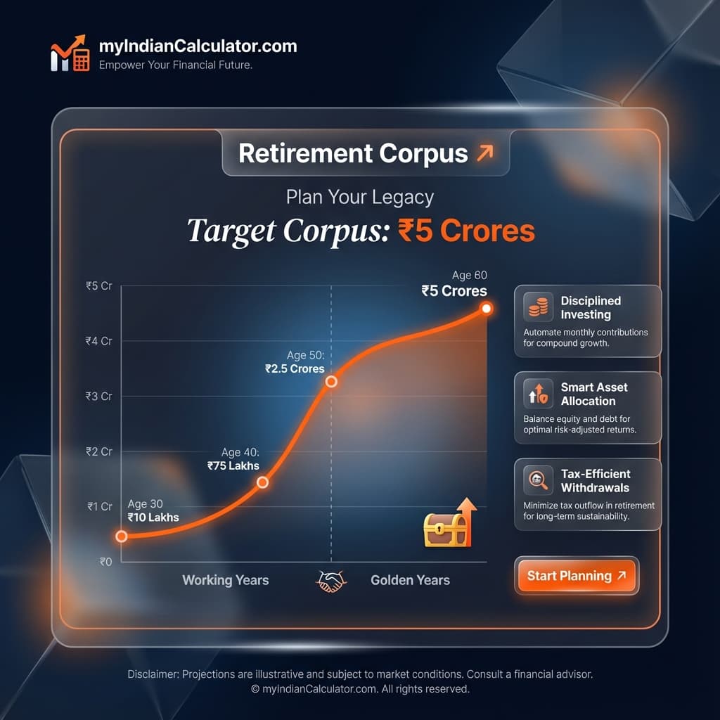 Retirement Planner & Pension Calculator Online Calculator India - Result Preview and Financial Dashboard